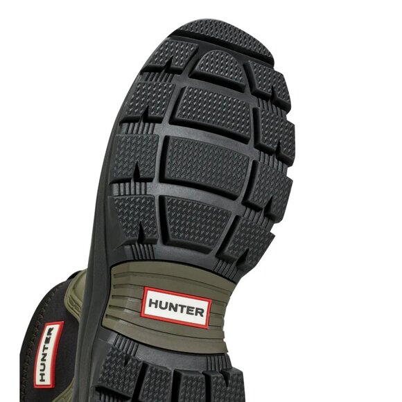 Hunter Women's Eloise Lug Sole Waterproof Neoprene Rain Booties in Dark Green - Picture 3 of 7